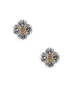 Miguel Ases Silver Pyrite Quatrefoil Studs Jewelry
