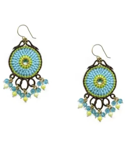 Miguel Ases Turquoise/Leather Chandelier Earrings Jewelry