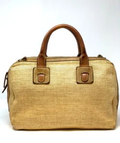 VLD Raffia Satchel In Honey Beige