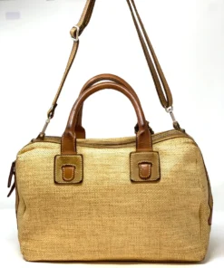 VLD Raffia Satchel In Honey Beige