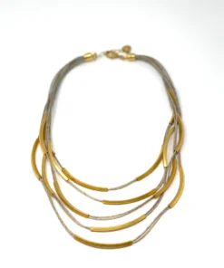 Made In Greece Cascading Brass Wave Necklace