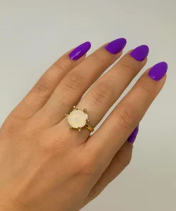 5 Octobre Diamond Studded Moonstone Ring
