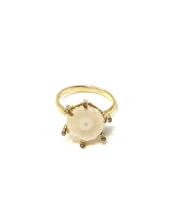 5 Octobre Diamond Studded Moonstone Ring