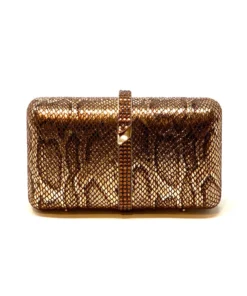 Whiting And Davis Evening Bags Bronze Snakeskin Clutch