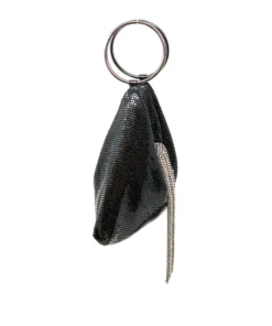 Whiting And Davis Black Triangle Mesh Cascade Bracelet Clutch