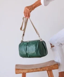 Brontibay Paris Bags Mamamia Vintage Leather Crossbody Emerald