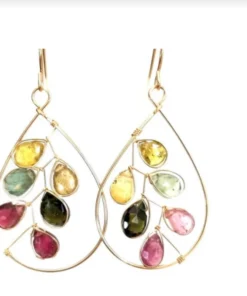 Made In NYC Jewelry Dangling Woven Large Tourmaline Teardrop Earrings