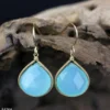 Made In NYC Simple Teardrop Earring Blue Chalcedony 1 Made In NYC Simple Teardrop Earring Blue Chalcedony