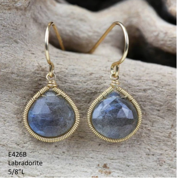 Made In NYC Jewelry Simple Teardrop Earring Labradorite 3 Made In NYC Jewelry Simple Teardrop Earring Labradorite