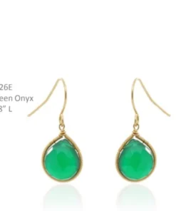 Made In NYC Jewelry Simple Teardrop Earring Green Onyx