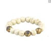 Tat2 Designs Gold Cera White Turquoise Stretch Bracelet