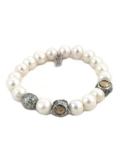 Tat2 Designs Silver Cera Pearl Stretch Bracelet Jewelry