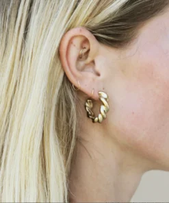 Tat2 Designs Jewelry Gold Twisted Thick Hoop Earrings