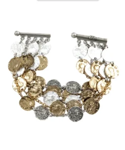 Tat2 Designs 5 Row Multi Finish Coin Bracelet