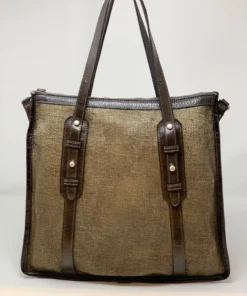 Made In Italy VLD Vertical Tote In Washed Black Rafia