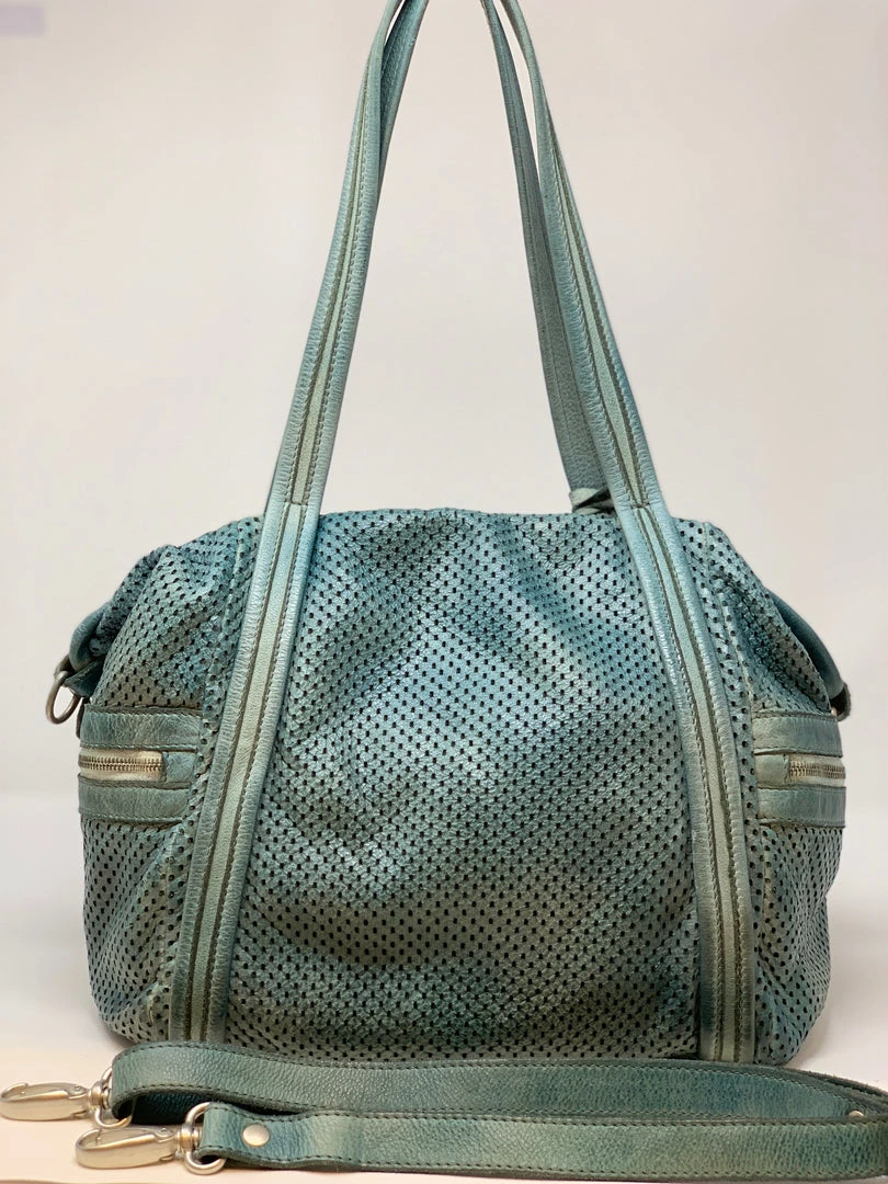 Bags VLD Perforated Side Pocket Tote In Aqua 4 Bags VLD Perforated Side Pocket Tote In Aqua