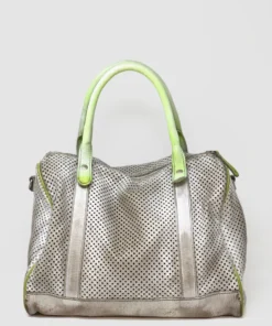 **SALE** VLD Stonewashed White Perforated Satchel