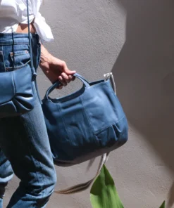 Brontibay Paris Bridget Sassy Leather Handle Crossbody Cornflower Blue Bags