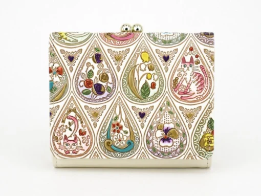 Made In Japan Wallets Flowers And Cats Mix Small Trifold Frame Wallet