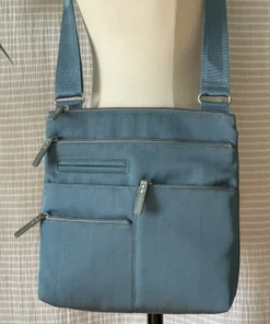 Big Bag Bags NICO - Small Nylon Multi-Pocket Bag | Blue Jay X Sage | Adjustable Cross-Body Strap