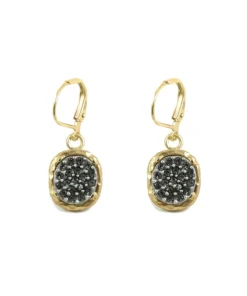 Tat2 Designs Gold Pavia Pave And Frame Dangle Earrings