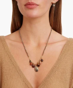 Chan Luu Copper Pearl And Pyrite Mix Necklace