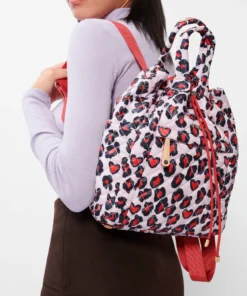 MZ WALLACE Small Metro Convertible Backpack Heart Leopard Bags