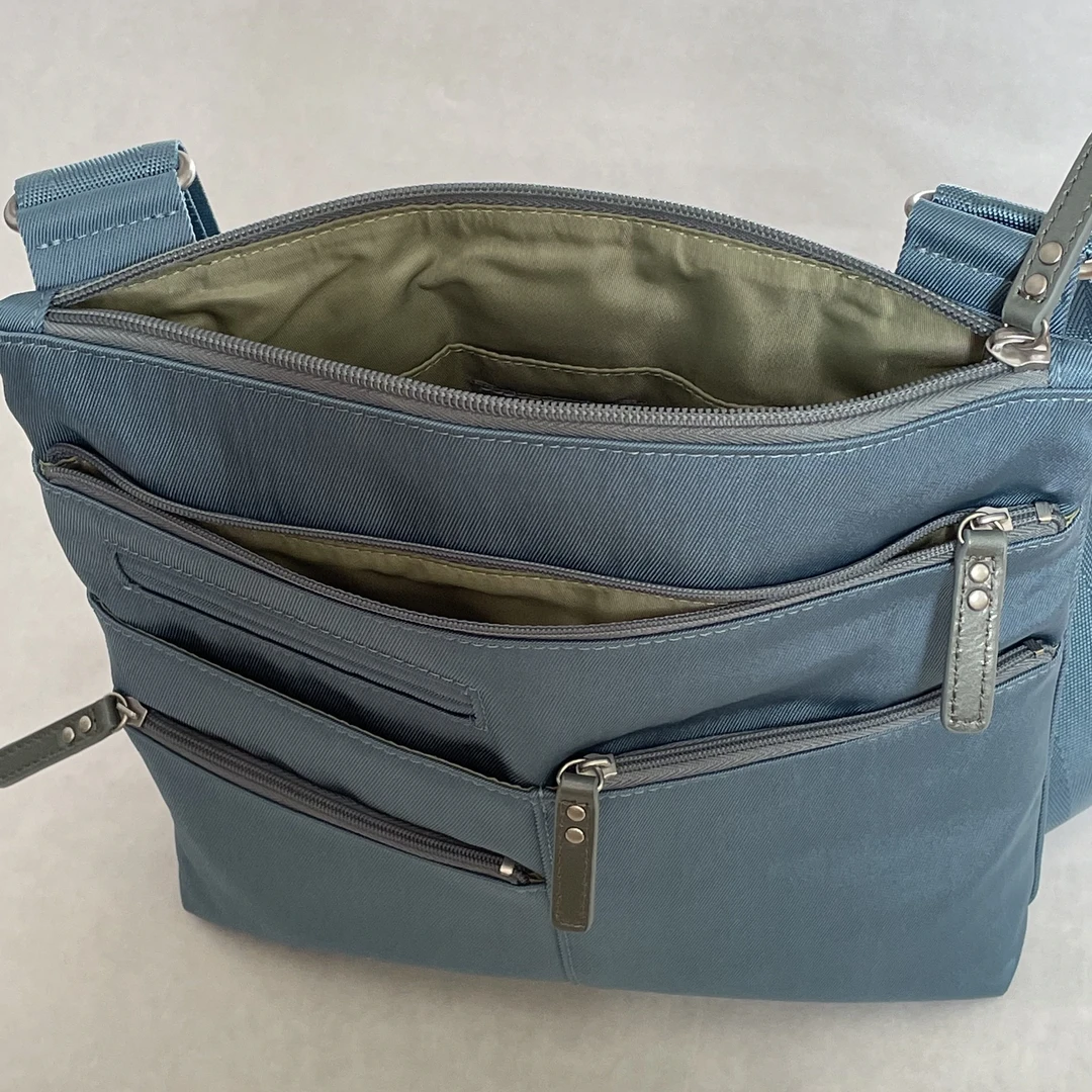 Highway Buzz Bags NICO- Small Nylon Multi-Pocket Bag | Blue Jay X Sage | Adjustable Cross-Body Strap 5 Highway Buzz Bags NICO- Small Nylon Multi-Pocket Bag | Blue Jay X Sage | Adjustable Cross-Body Strap