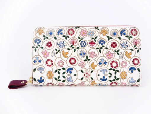 Made In Japan Wallets Scrolling Flower Long Zip Around Wallet