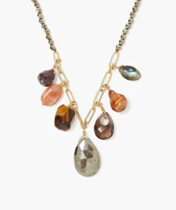 Chan Luu Copper Pearl And Pyrite Mix Necklace