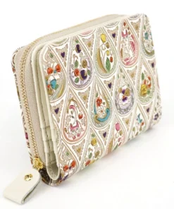 Made In Japan Wallets Red Cat And Flowers Zippered Bifold Wallet